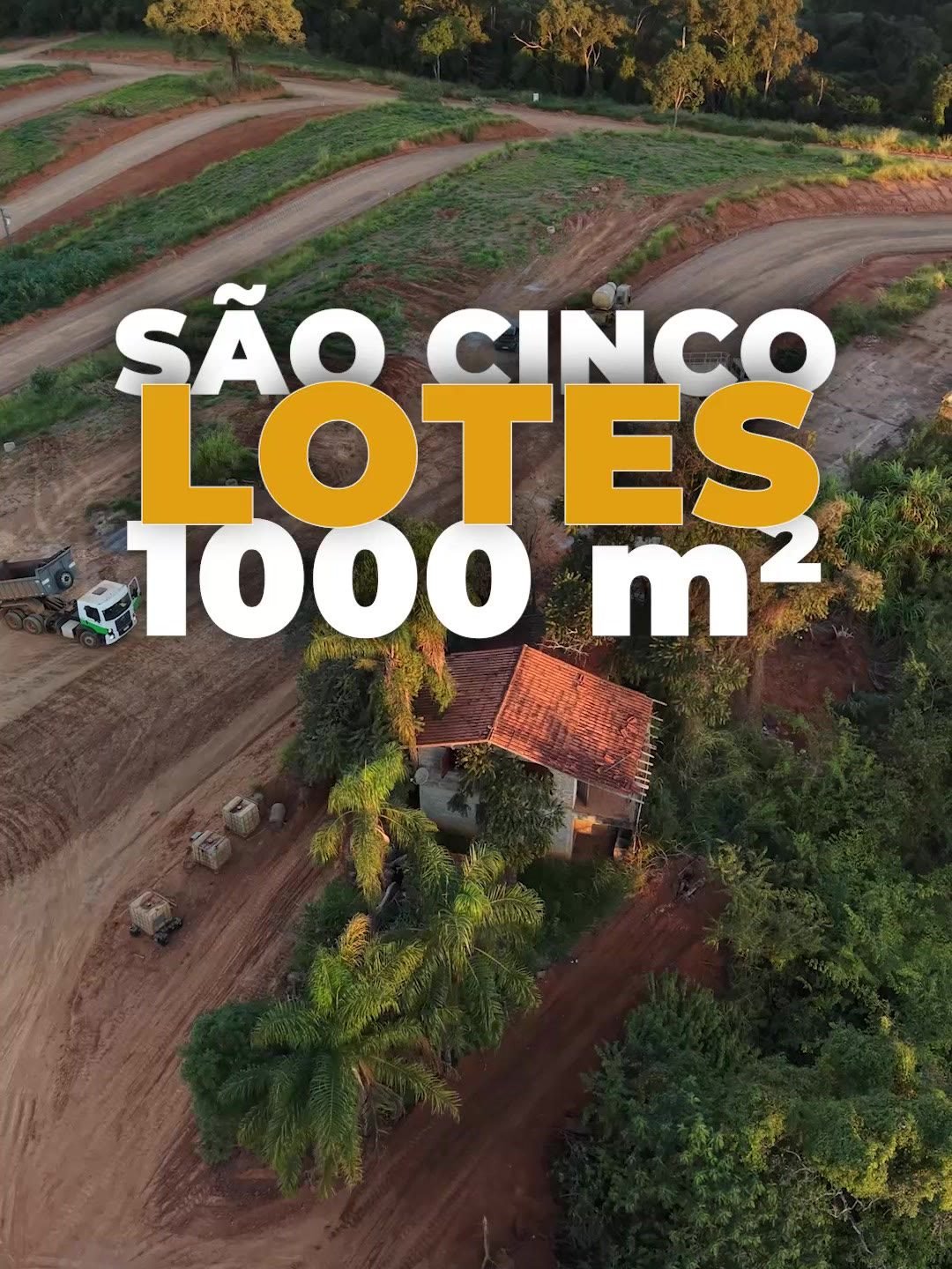 Vista aérea das ruas de terra demarcando os lotes do loteamento Alta Vista